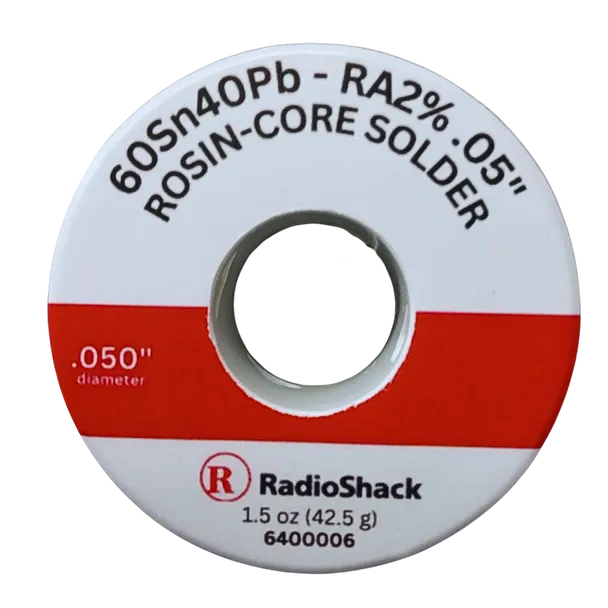 60/40 Tin (Sn) / Lead (Pb) Rosin-Core Solder, 0.050" Diameter – 1.5 oz.