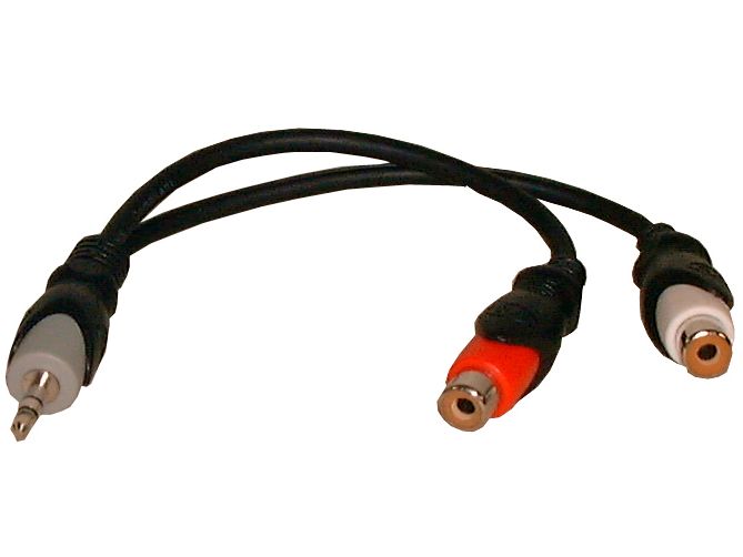 3.5mm Stereo Male to (2) RCA Female Y Adapter Cable, 6 Inches