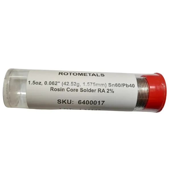 60/40 Tin (Sn) / Lead (Pb) Rosin-Core Solder, 0.032" Diameter – 0.5 oz.