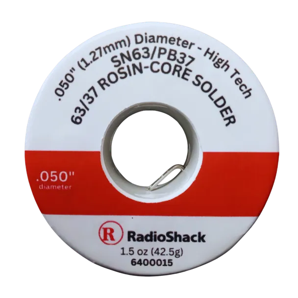 63/37 Tin (Sn) / Lead (Pb) Rosin-Core Solder, 0.050" Diameter – 1.5 oz.