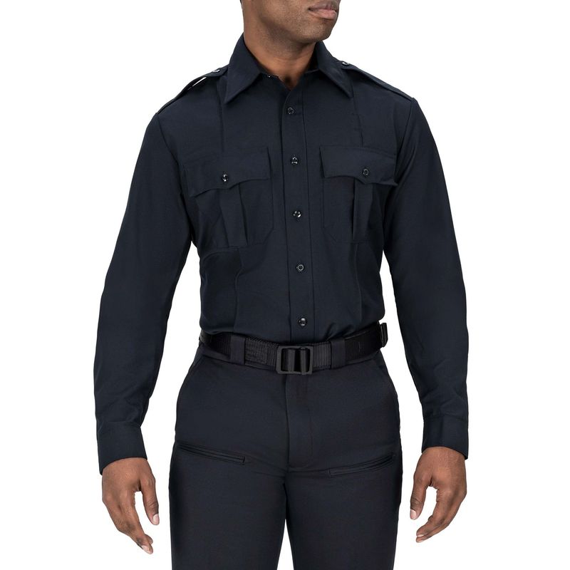 LONG SLEEVE WOOL SHIRT 15 LENGTH - DARK NAVY
