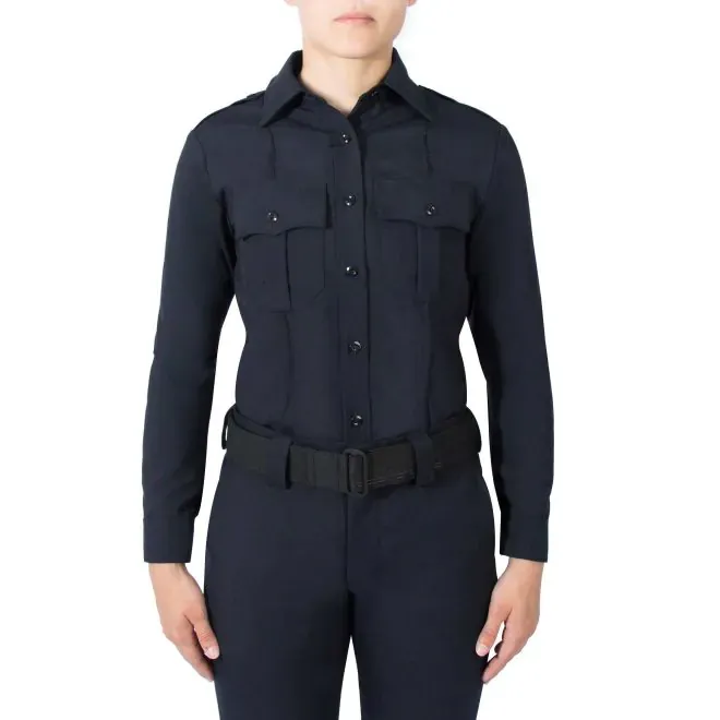 WOMEN'S LONG SLEEVE WOOL SHIRT 32 REG - DARK NAVY