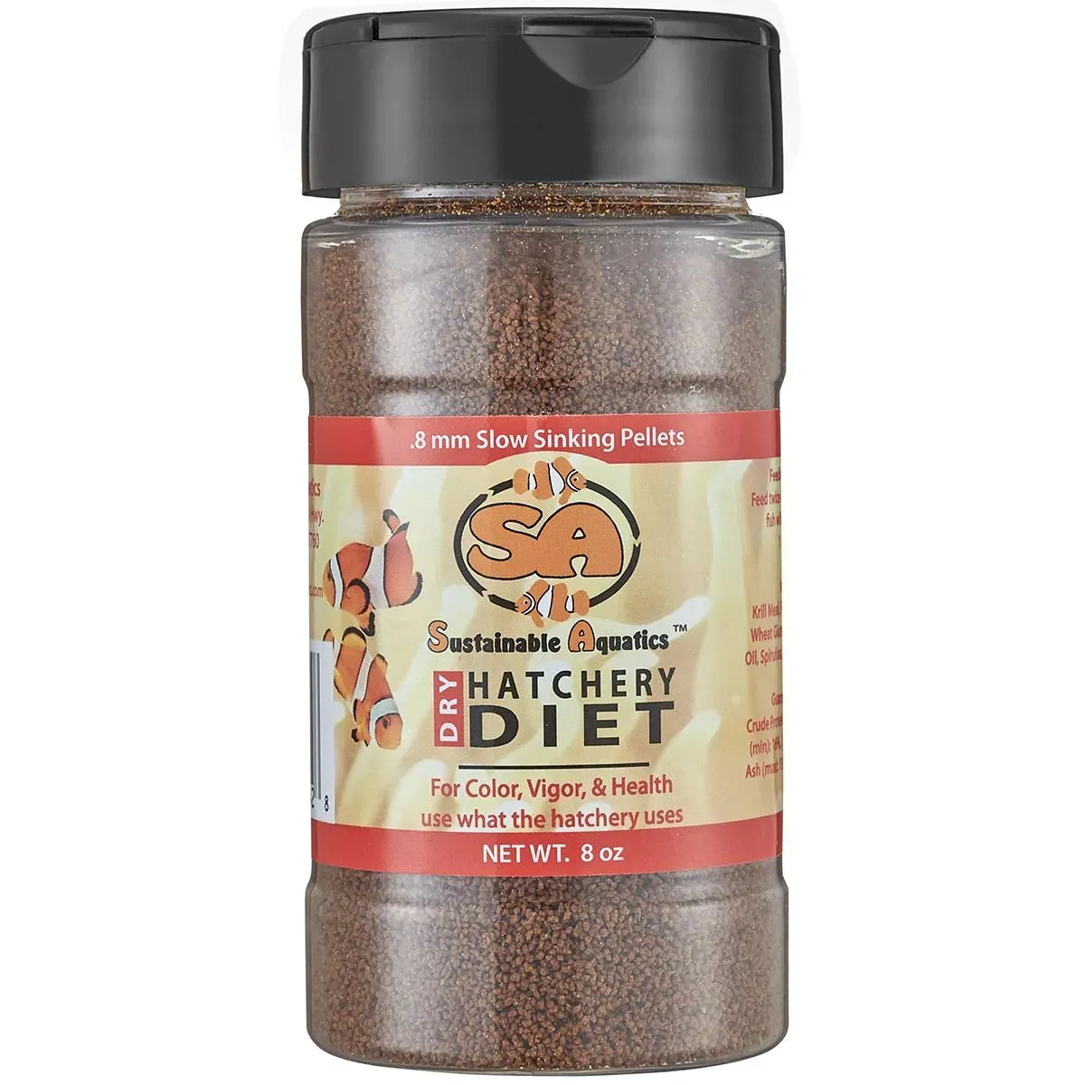 Sustainable Aquatics Hatchery Diet .8mm 8oz