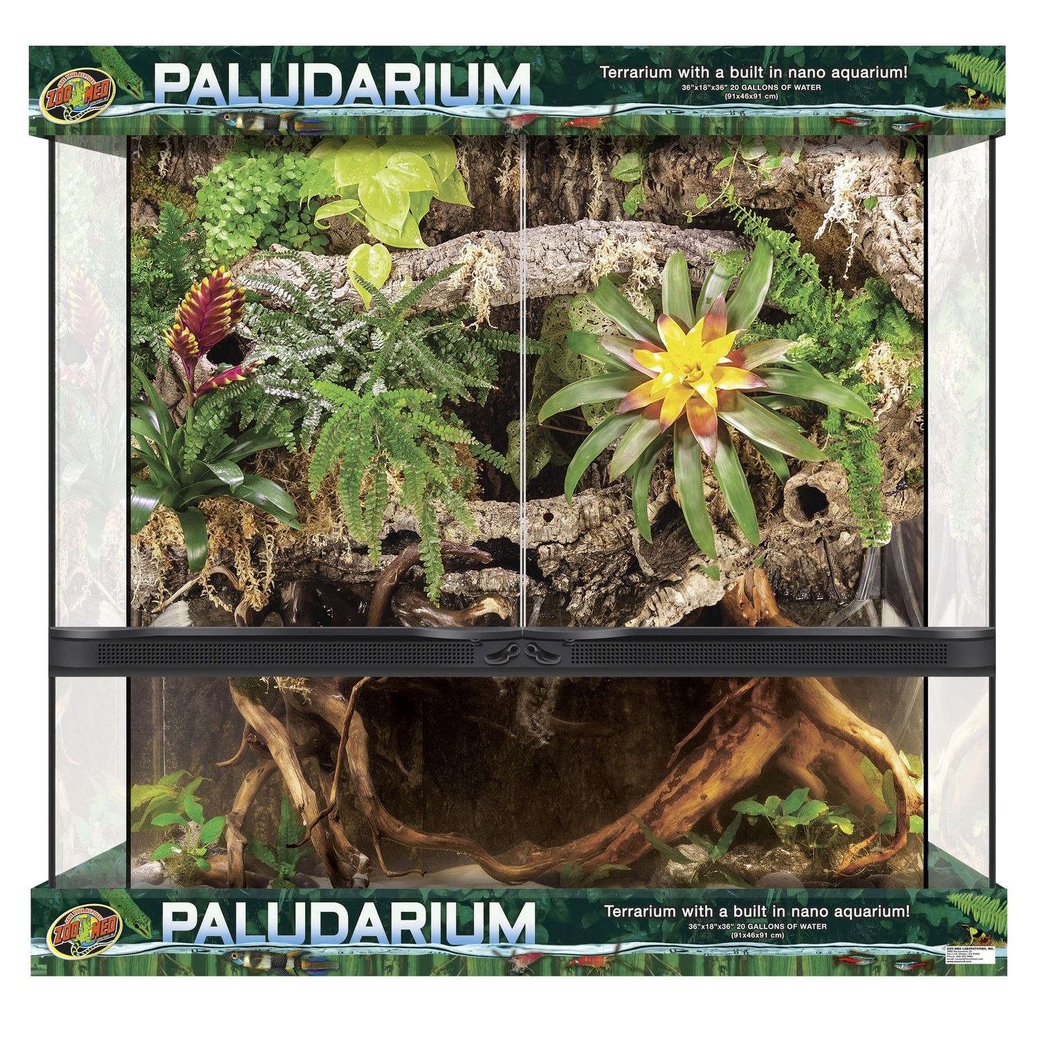 Zoo Med Double Door Paludarium with Built-in Nano Aquarium 36"x18"x36"