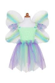 Great Pretenders 35905 Butterfly Dress &amp; Wings With Wand, Green/Multi, Size 5-6