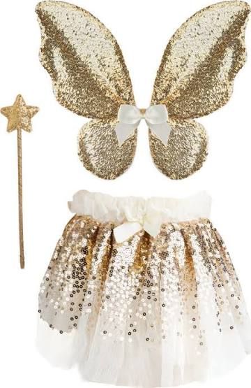 Great Pretenders 41755 Gracious Gold Sequins Skirt, Wings, &amp; Wand, Size 4-6