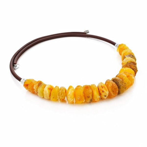 Bernsteinkette roher Bernstein Scheiben mit Kautschukband