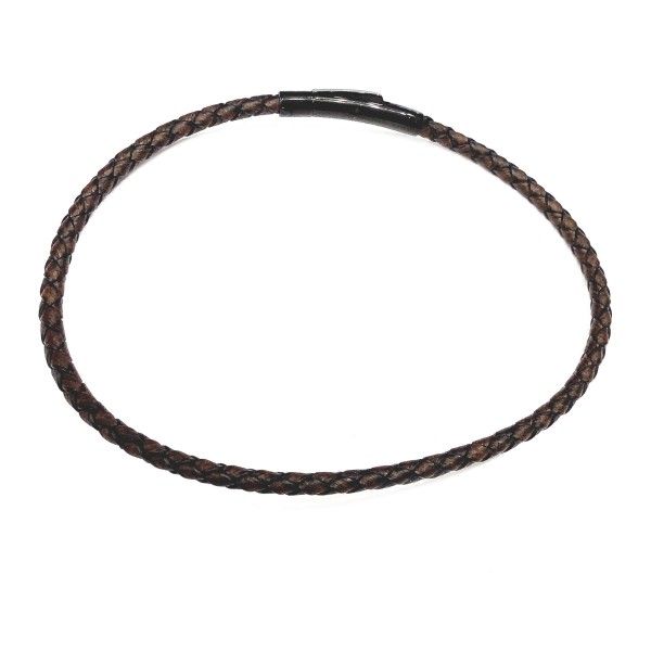 Lederarmband 3.0mm Rund geflochten, Antik-braun