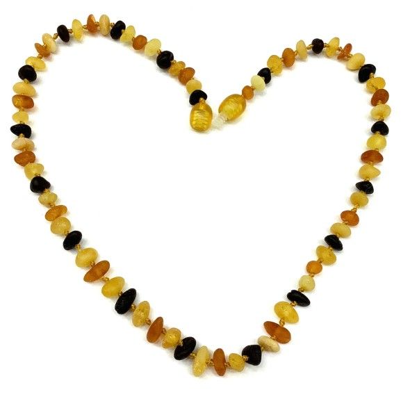Zahnkette für Baby roher 4 Farben Bernstein, Kiesel