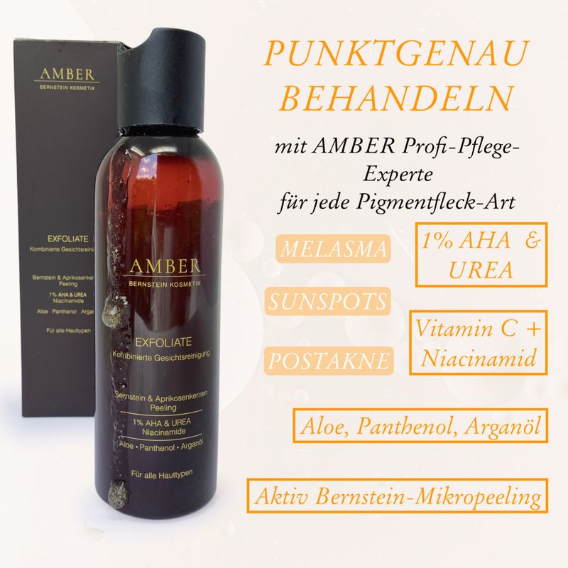 AMBER EXFOLIATE Kombinierte Gesichtsreinigung mit Bernstein Peeling, 1% AHA & UREA