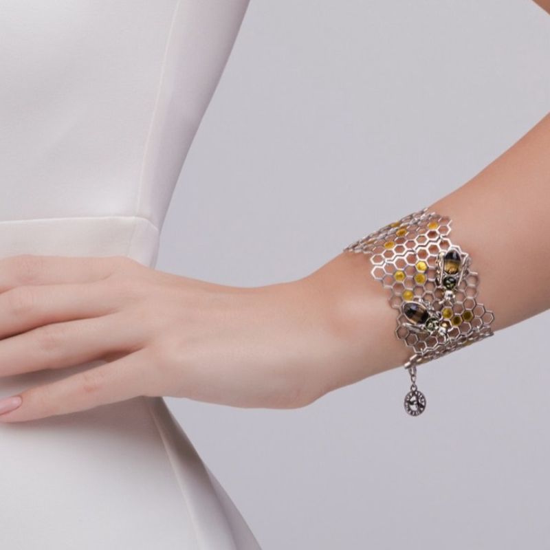 Armband Bienenwaben in St. Silber 925