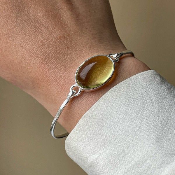 Armband MR Rechteck Bernstein 004 St. Silber 925