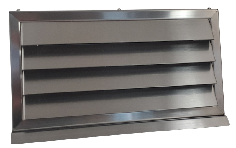 Edelstahl Wetterschutzgitter mit Rückschlagklappe WSGEi220x90