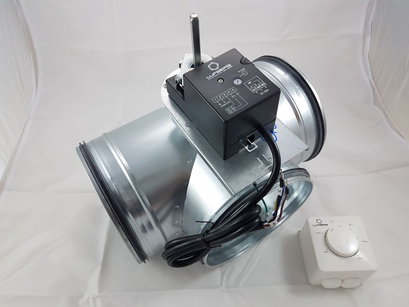 Bypassklappe mit Potentiometer und elektro Stellantrieb Lufberg DA02N220P für 230V Nennweite 100 bis 250