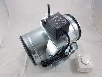 Bypassklappe mit Potentiometer und elektro Stellantrieb Lufberg DA02N220P für 230V Nennweite 100 bis 250