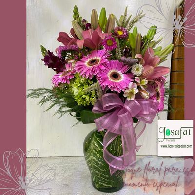 Jarrón Lilies, gerberas, astromelias
