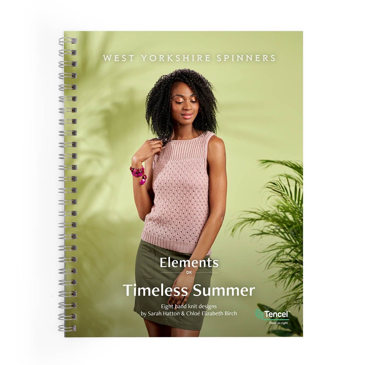 The front cover of the book, showing a woman in a pink knitted top against a green background.