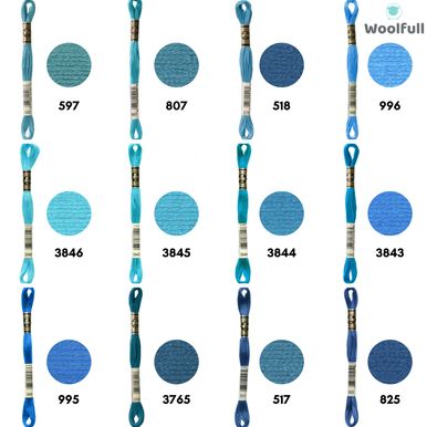 A shade card showing 12 of the available colours.