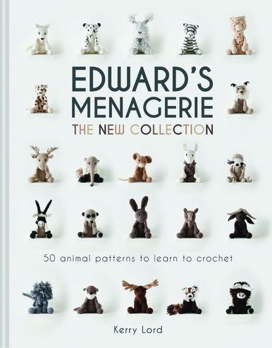 The front cover of the book, showing several crocheted animals.