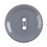 A round grey button with 2 holes.