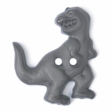 A grey t-rex shaped button.
