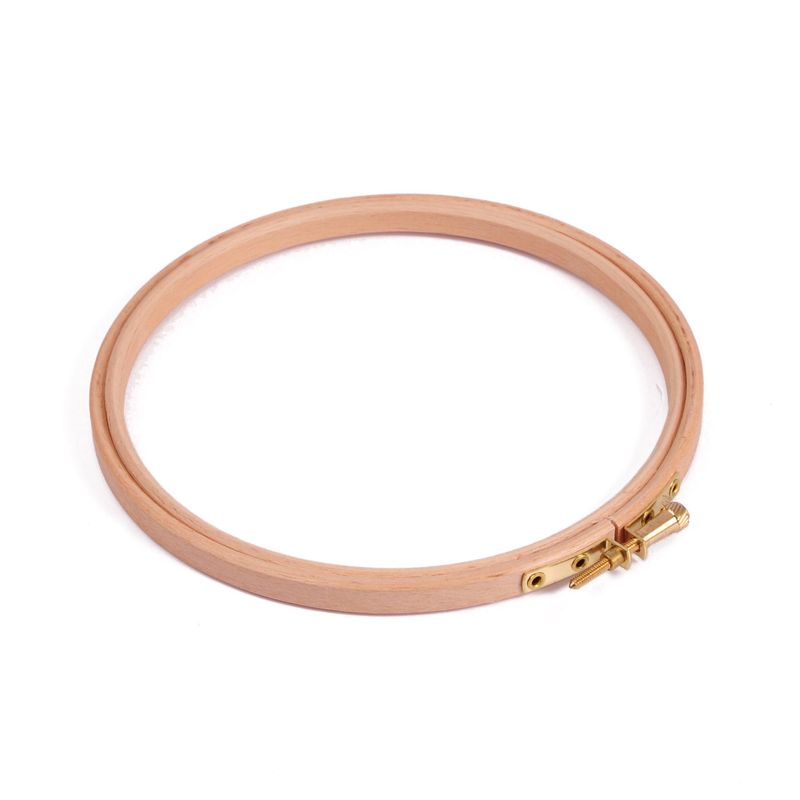 A wooden embroidery hoop.