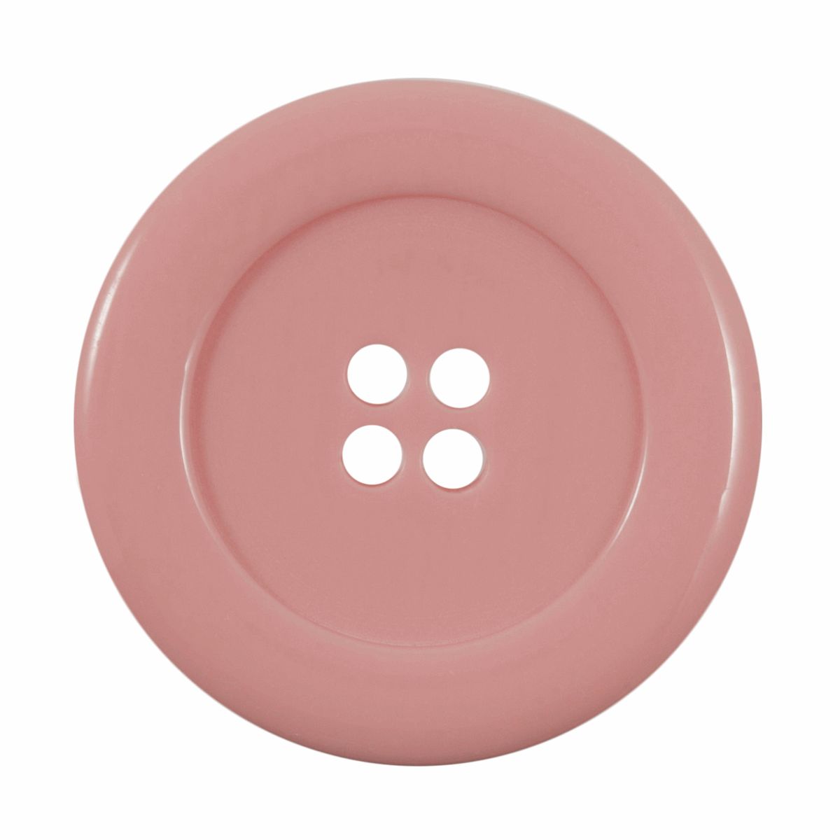 A pink round button with a raised edge.