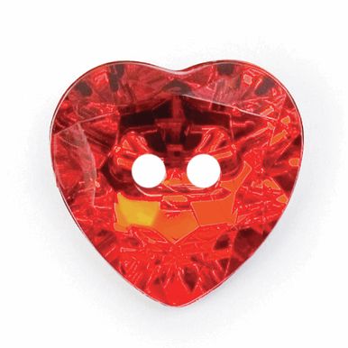 A red heart shaped button with a diamond effect.