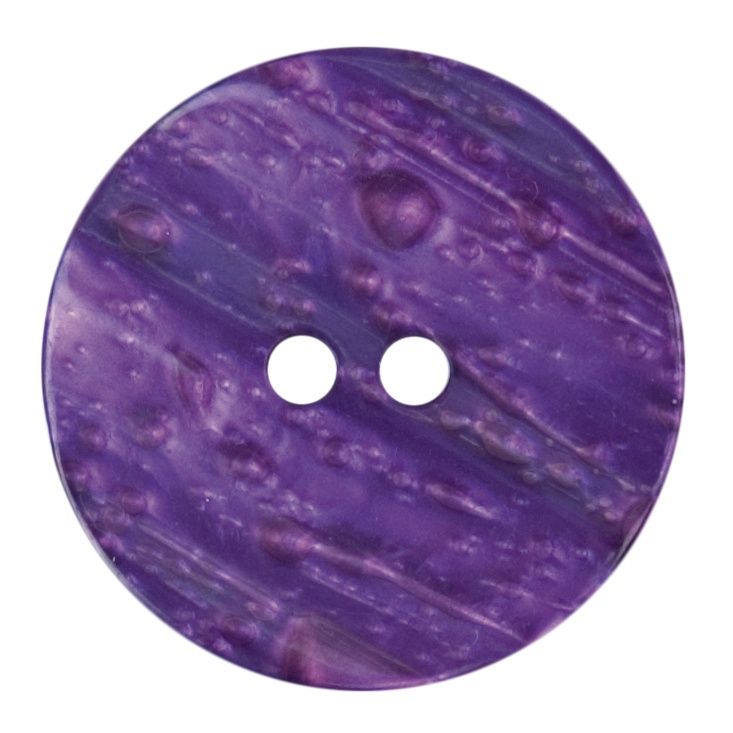 A round purple button with a rippled texture.