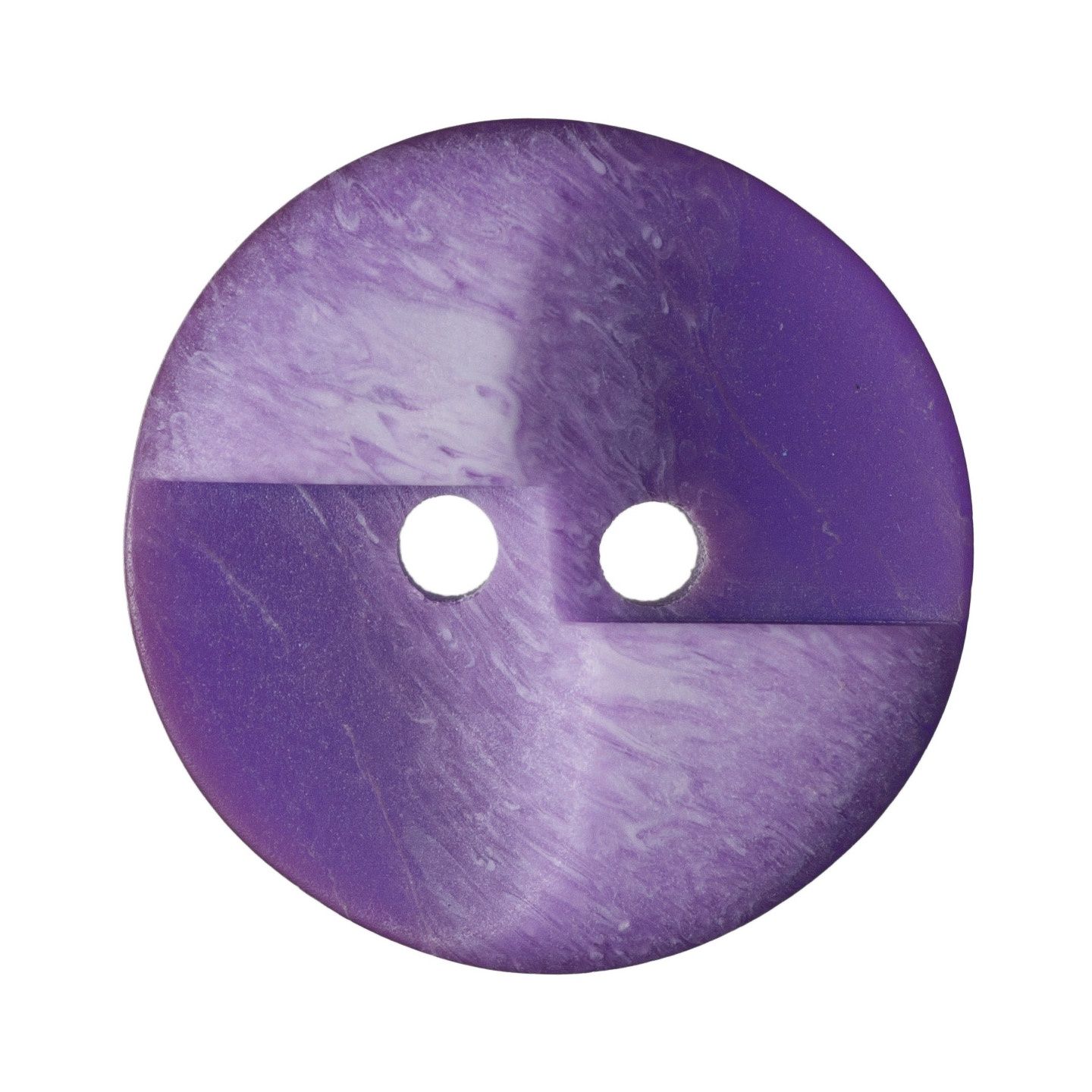 A round purple button with ridges across the centre.
