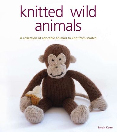 The front cover of the book, showing a brown knitted monkey.