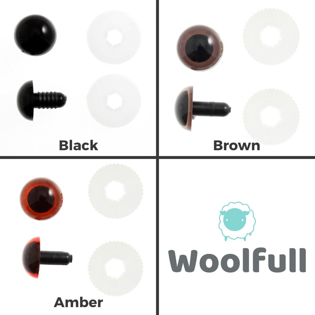 3 pairs of safety eyes, in black, brown and amber.