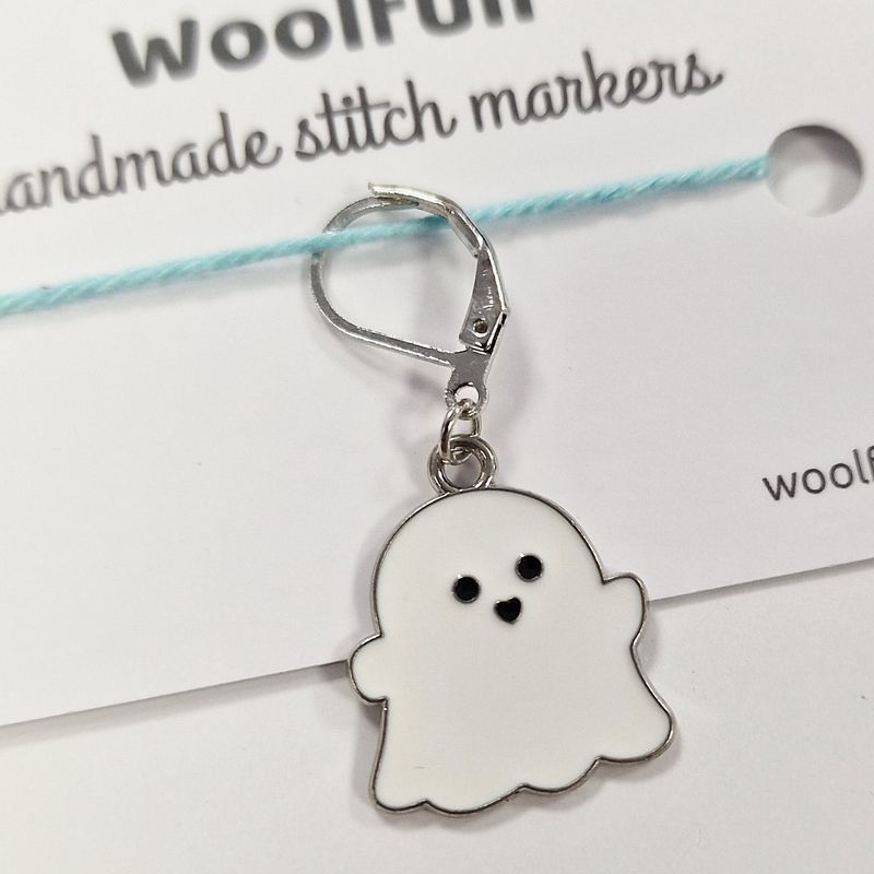 A ghost shaped stitch marker.