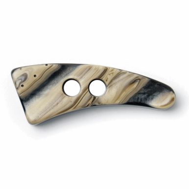 A curved wooden toggle.
