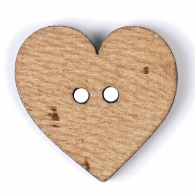 A wooden heart shaped button.