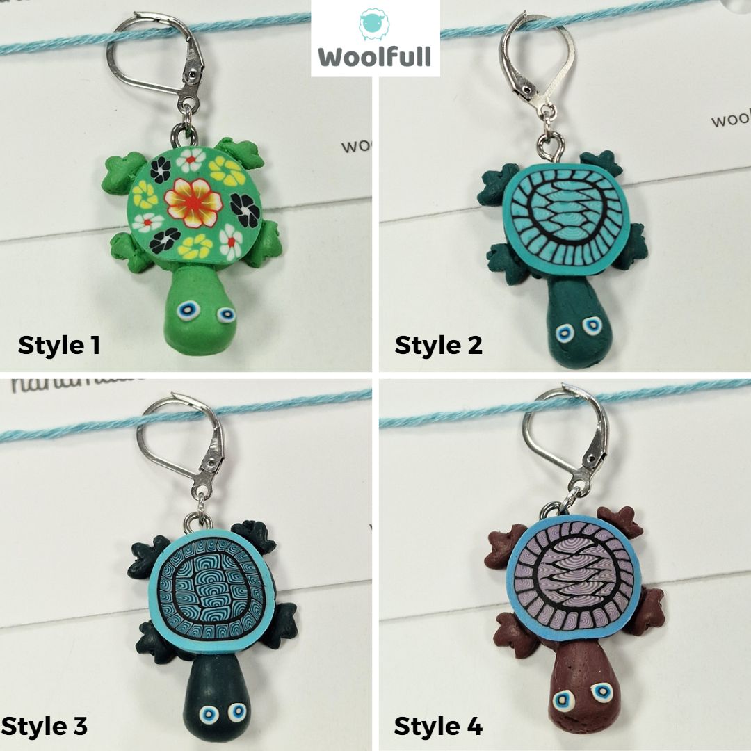 4 colours of turtle shaped stitch markers.