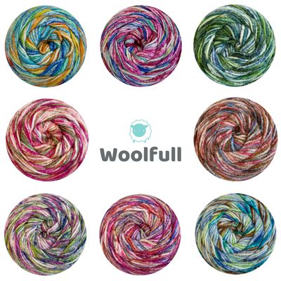 A shade card showing all 8 shades of Stylecraft Batik Elements Swirl DK.