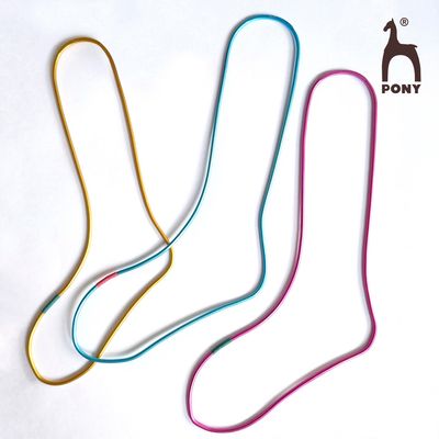 3 sock blockers, 1 yellow, 1 blue and 1 pink.