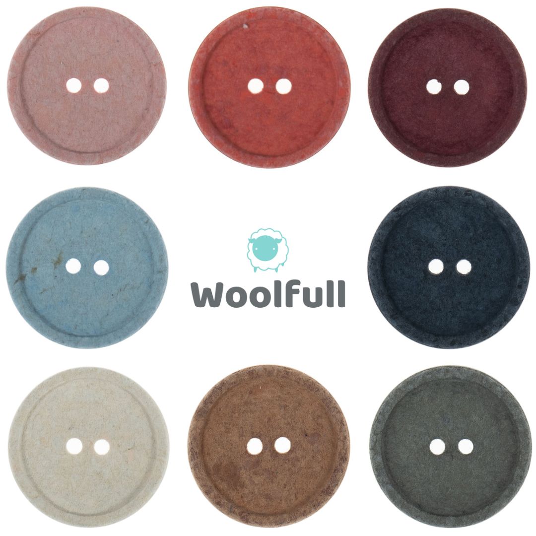 A shade card showing the 8 colours of cotton buttons.