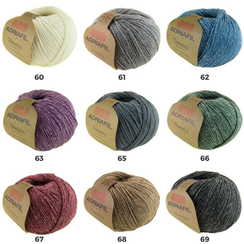 A shade card showing the 9 shades of Demetra.