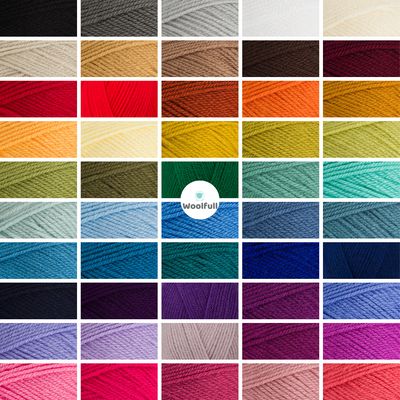 A shade card showing all 50 shades of Stylecraft Special Aran.