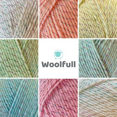 A shade card showing all 8 shades of Stylecraft Baby Sparkle DK.