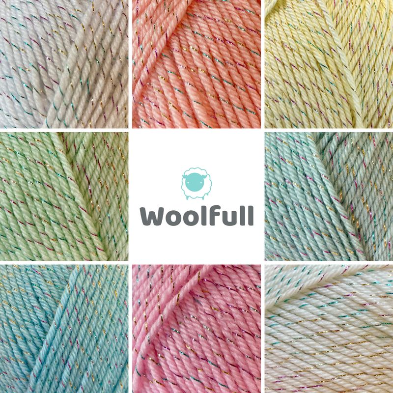 A shade card showing all 8 shades of Stylecraft Baby Sparkle DK.