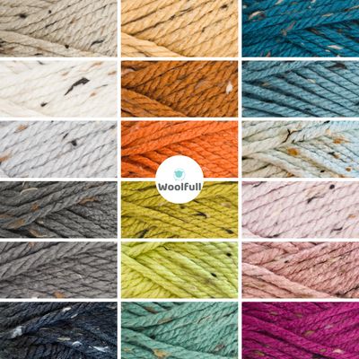 A shade card showing all 18 shades of Stylecraft Special XL Tweed.