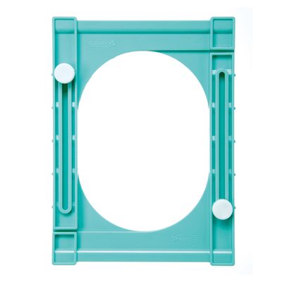 An aqua blue plastic tassel maker.