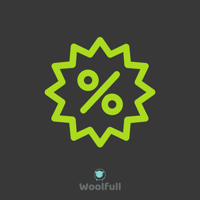 A dark grey background with a lime green drawing of a percentage symbol in a zig zag circle.