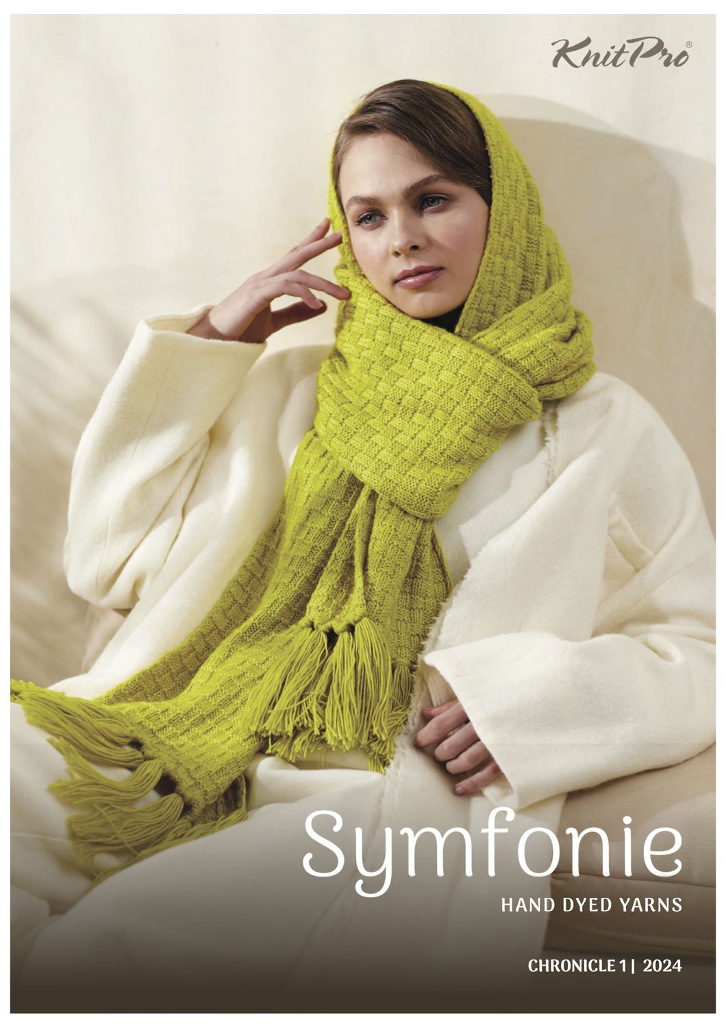 The front cover of the book, showing a woman wearing a lime green knitted scarf.