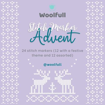 A pale purple background with white fair isle style reindeer and text that describes the advent.