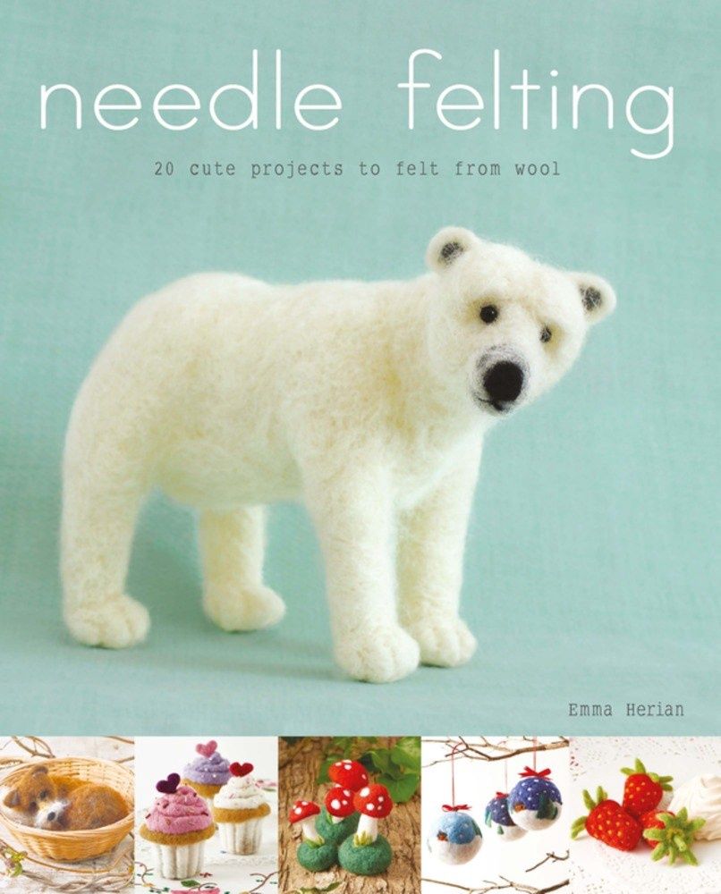 The front cover of the book, showing a needle felted polar bear.