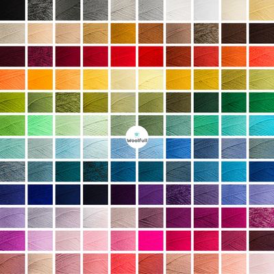 A shade card showing 120 shades of Special DK.